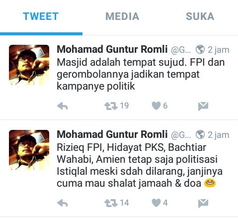 ronavioleta's tweet photo. Dedengkot2 JIL pd kepanasan dg acara di istiqlal. Tp diem wkt Nusron khataman Q buat dukung ahok *Standar Ganda https://t.co/2ibRkgrNnb