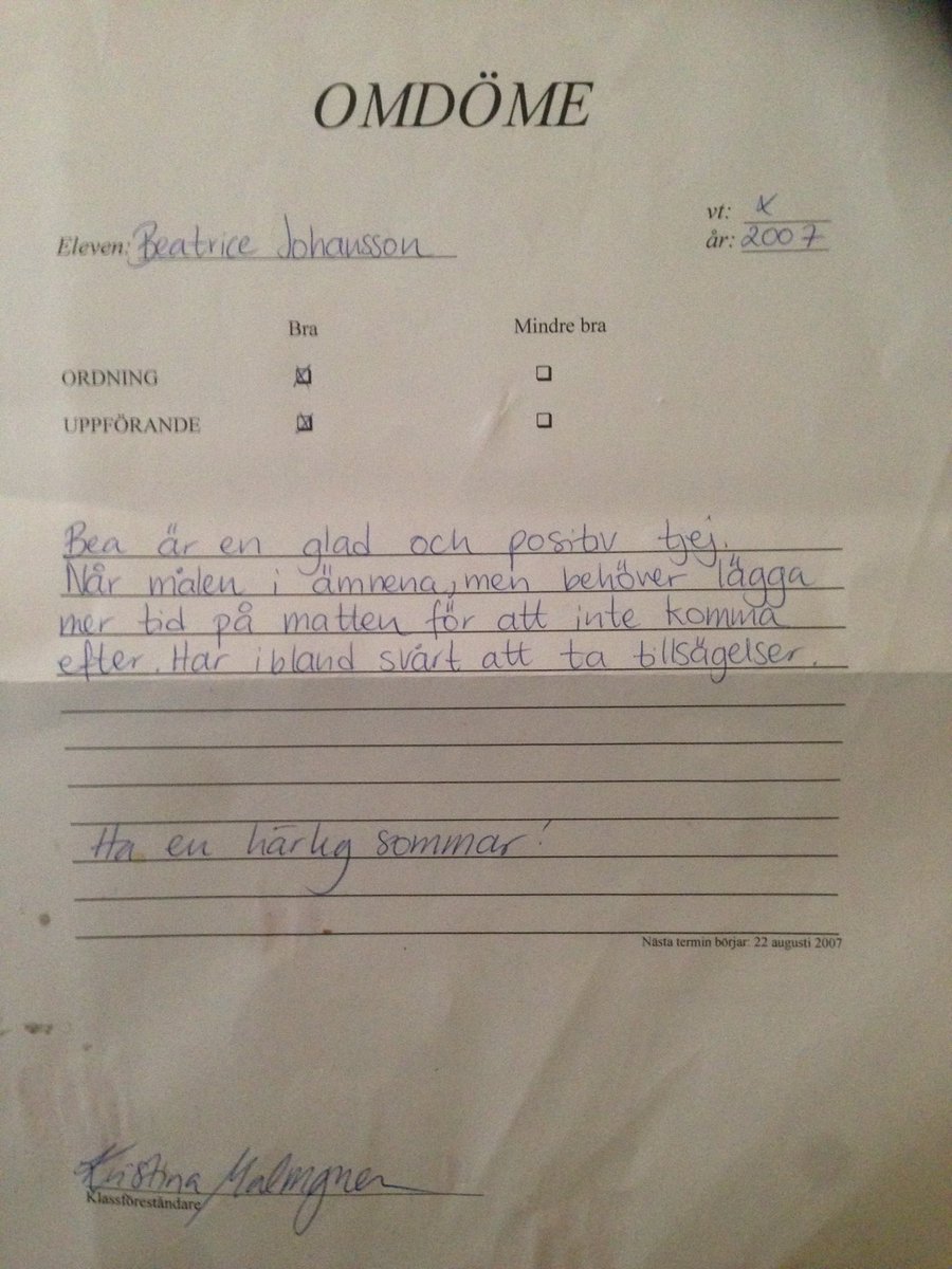 Trizistar's tweet image. När 9 år har gått och man fortfarande får samma omdöme