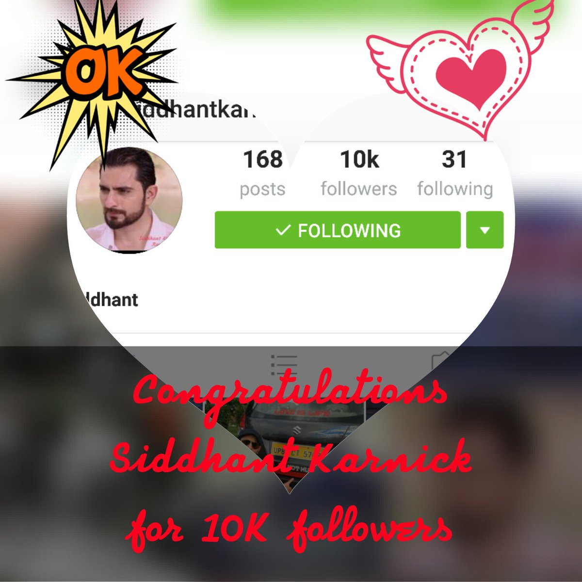 TeamSiddhantK's tweet photo. Congratulations @SiddhantKarnick for 10K followers on Instagram! https://t.co/baAcgBdh5q
