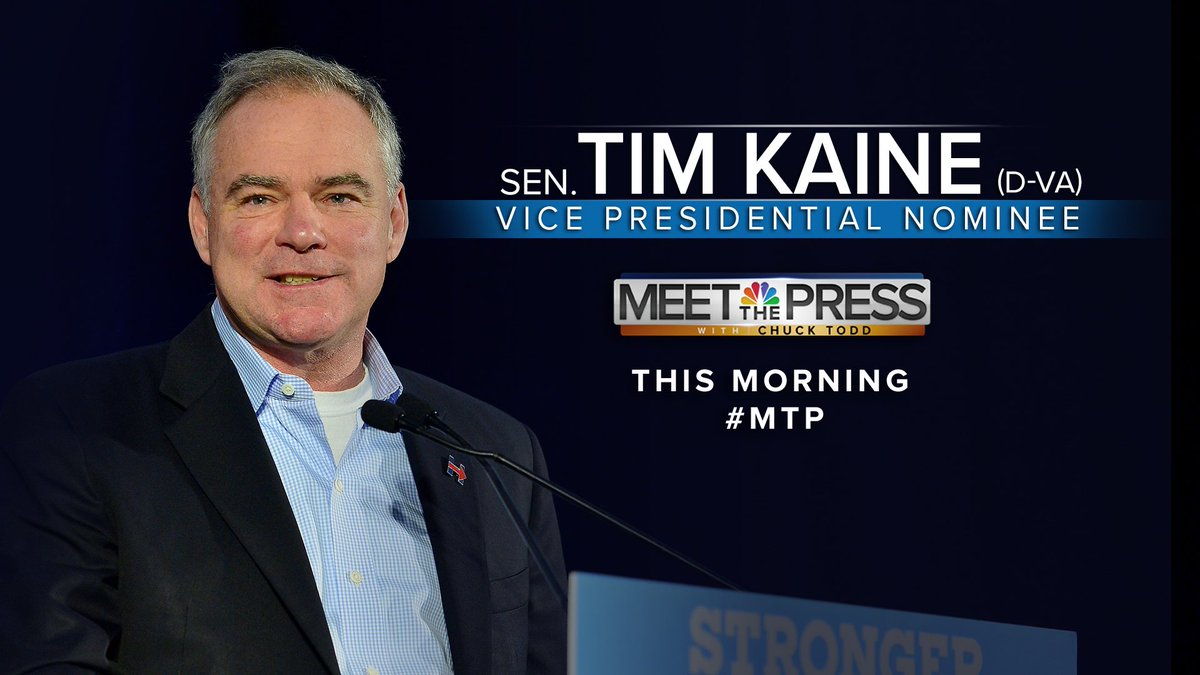 MeetThePress's tweet photo. Coming up on #MTP this morning, @TimKaine joins @ChuckTodd to talk #Decision2016 https://t.co/UKpY8Ra6bn