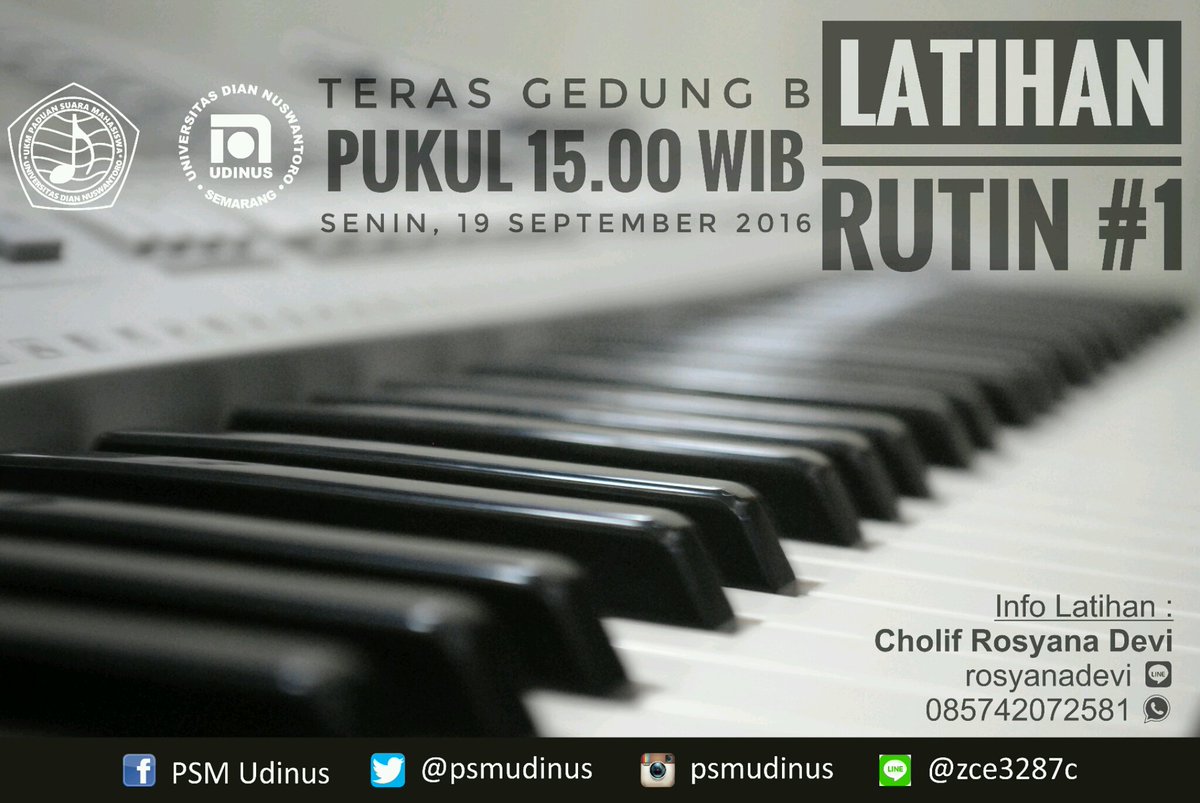 Jangan lupa untuk teman-teman anggota PSM Gita Dian Nuswa besok ada latihan Pukul 15.00 WIB di Teras Gedung B ya :)