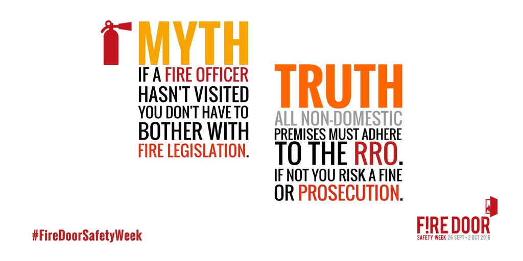 FDSafetyWeek's tweet photo. Are you adhering to the #firesafetyorder (Regulatory Reform Order)? 
This #firedoormyth is no excuse. https://t.co/KJOCs793vo