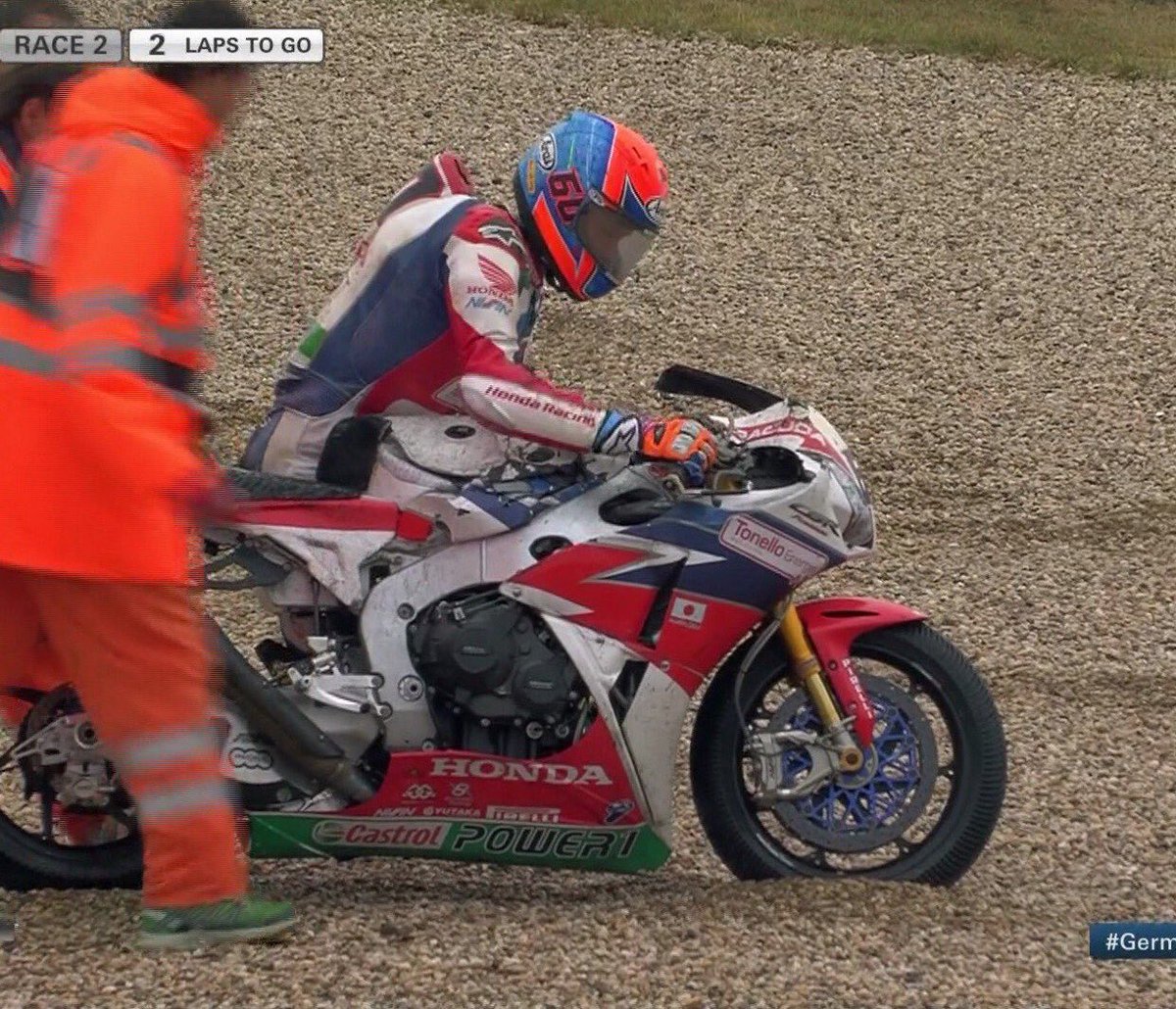 Cartwheeled into the gravel with 2 laps to go &amp; only dropped a place to finish 8th 💪🏻 <a href="/mickeyvdmark/">Michael van der Mark</a> #WSBK