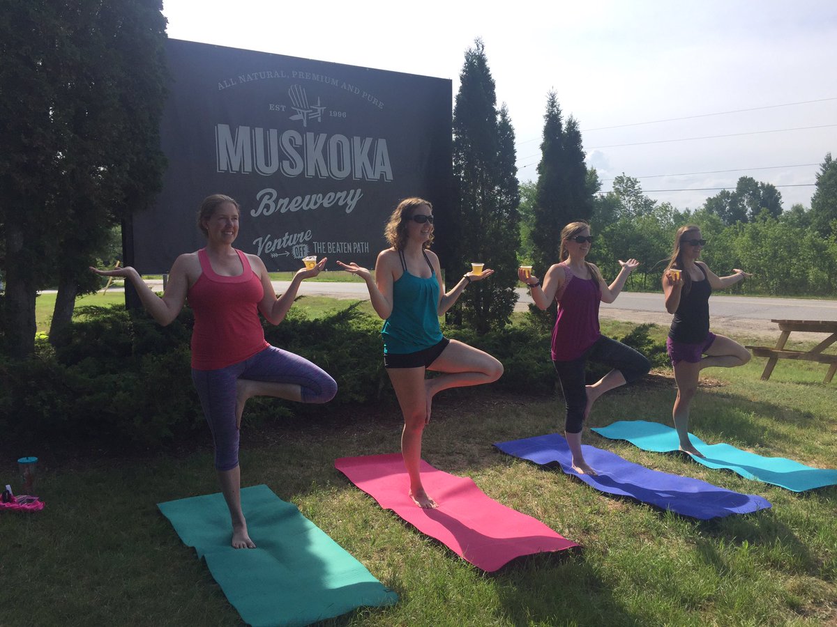 MuskokaYoga's tweet photo. You still have time to join us at 11am today for a Free yoga class @MuskokaBrewery 💚 beer samples &amp; yoga = magic 🔮💫 https://t.co/ohx0VI44XY