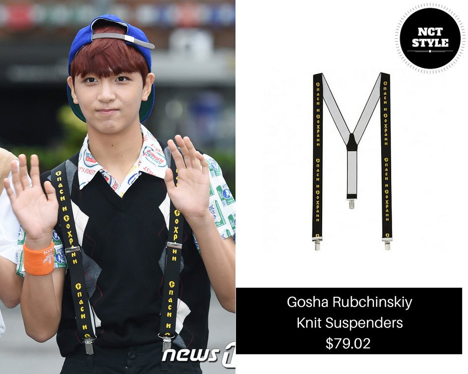 NCT_Style's tweet photo. 160826 [#NCT #Haechan Music Bank Style] - $79.02 Gosha Rubchinskiy Knit Suspenders https://t.co/V3OWS15hNo