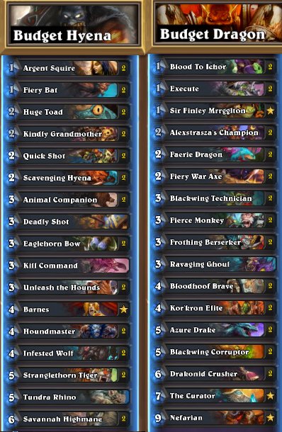 WingsOfWaxIII's tweet photo. Some of the test budget decks I've been tweaking over the past 2 weeks. #hearthstone #budget #decks #wingsofwax https://t.co/DrGuf68hme