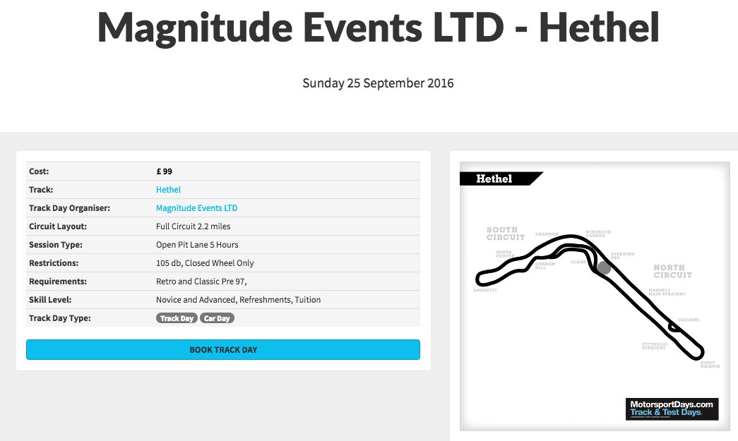 #TrackDay - Sunday 25 September 2016 with <a href="/EventsMagnitude/">Magnitude Events Ltd</a> at Hethel £99. BOOK NOW ow.ly/Ap3B304eMUG