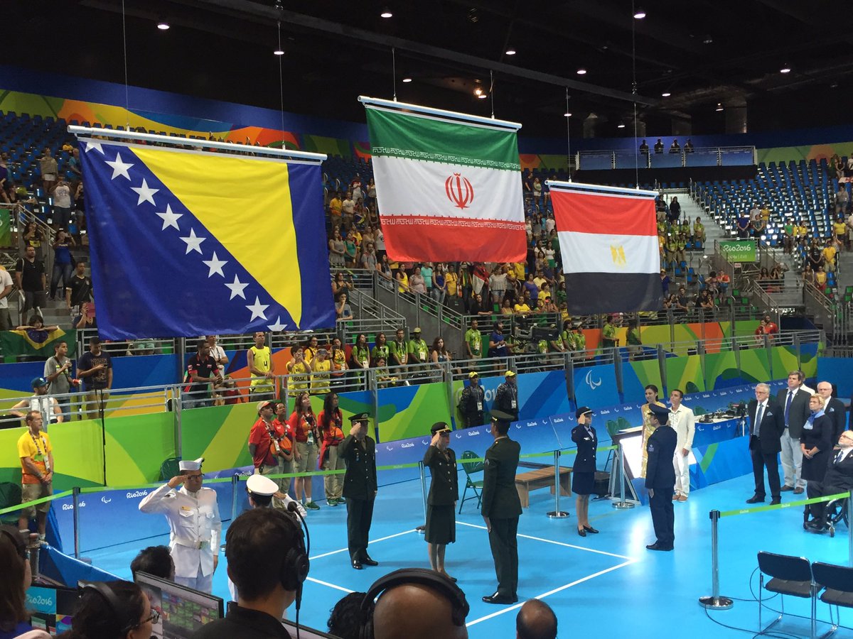 #Flag raising ceremony #silver #gold #bronze #BIH #IRI #EGY #sittingvolleyball <a href="/Paralympics/">Paralympic Games</a> <a href="/Iranvolleyball/">Iran Volleyball</a> <a href="/Rio2016/">Rio 2016</a>