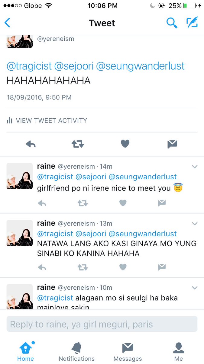 yereneism's tweet photo. @tragicist @seungwanderlust parang kausap ko sarili ko. twitter has spoken. #megraine is dead https://t.co/fIqiQ8YKSi
