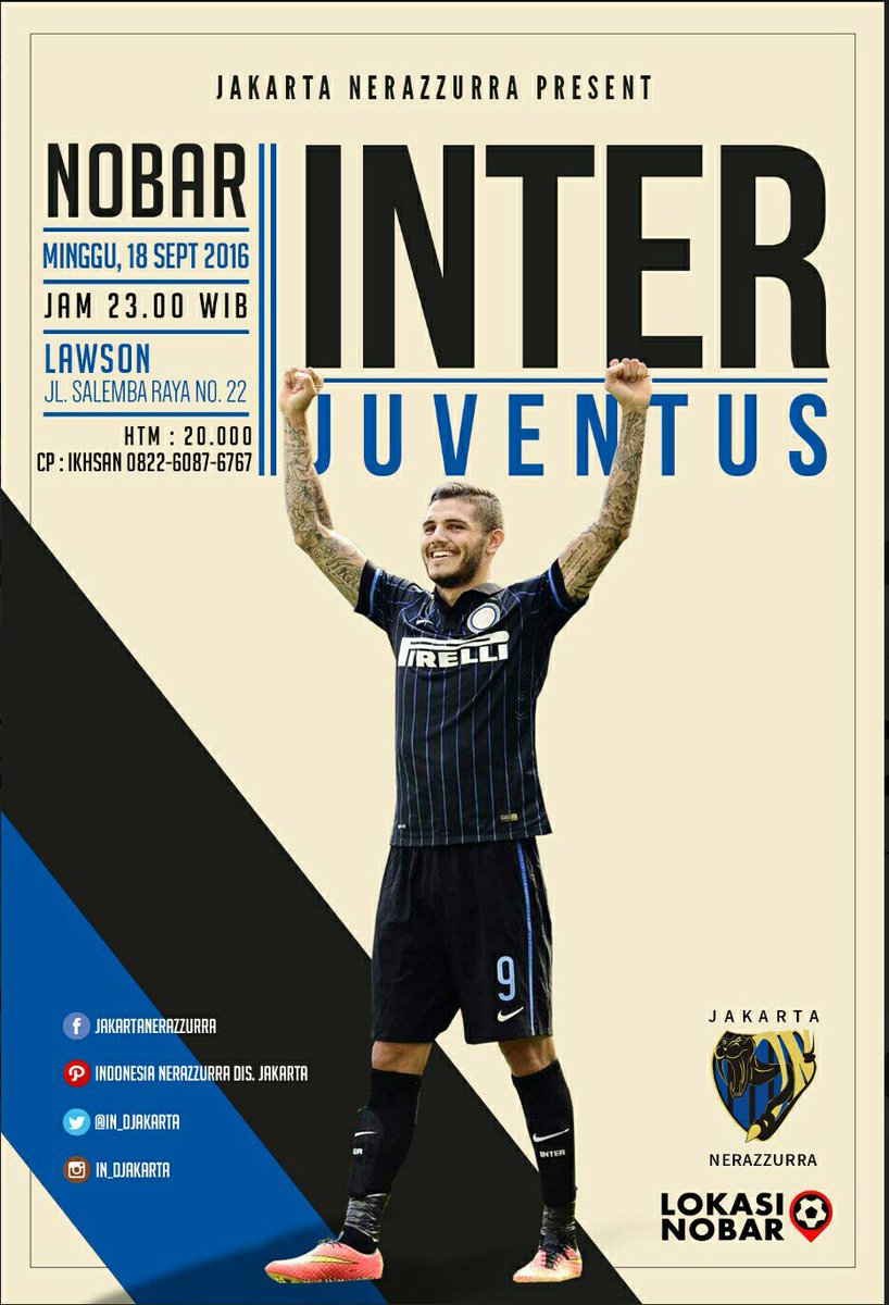 IN_Djakarta's tweet photo. Kurleb dua jam lagi. Nyok ah gaes merapat nobar sama kita ππ #ForzaINTER #nobarinter #nobarjakarta https://t.co/CGkIElvqSU