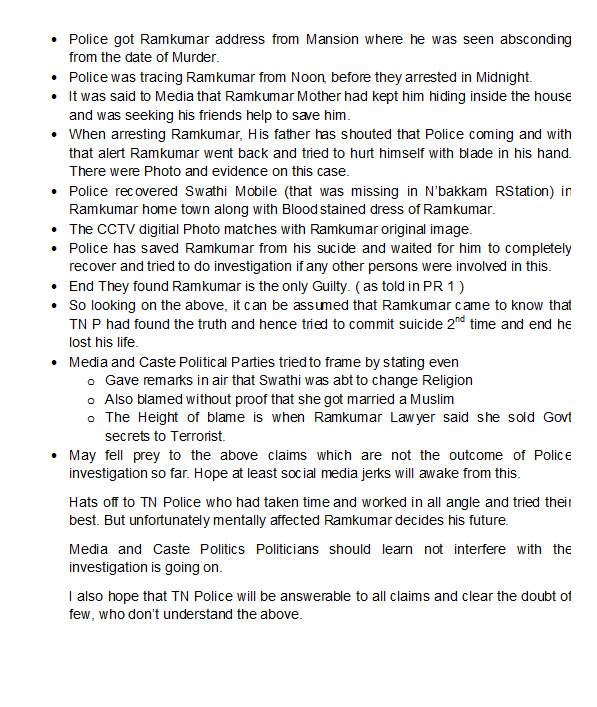 kamaljii's tweet image. Connecting the dots from Day 1 favors #Ramkumar involvement in #SwathiMurderCase - 

End he decides fate on his own.