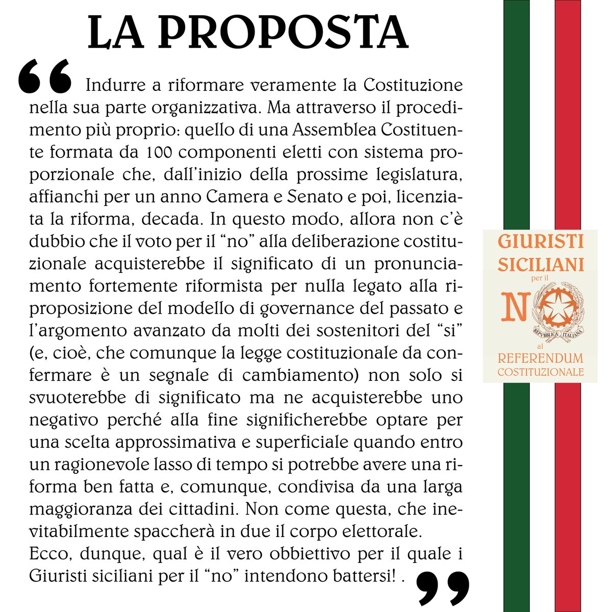 SiciliaperilNO's tweet photo. La #proposta del nostro comitato! #IoVotoNO, non per il mantenere lo #StatusQuo ma per l'avvio di #riforme vere! https://t.co/3jy3WV9HoH