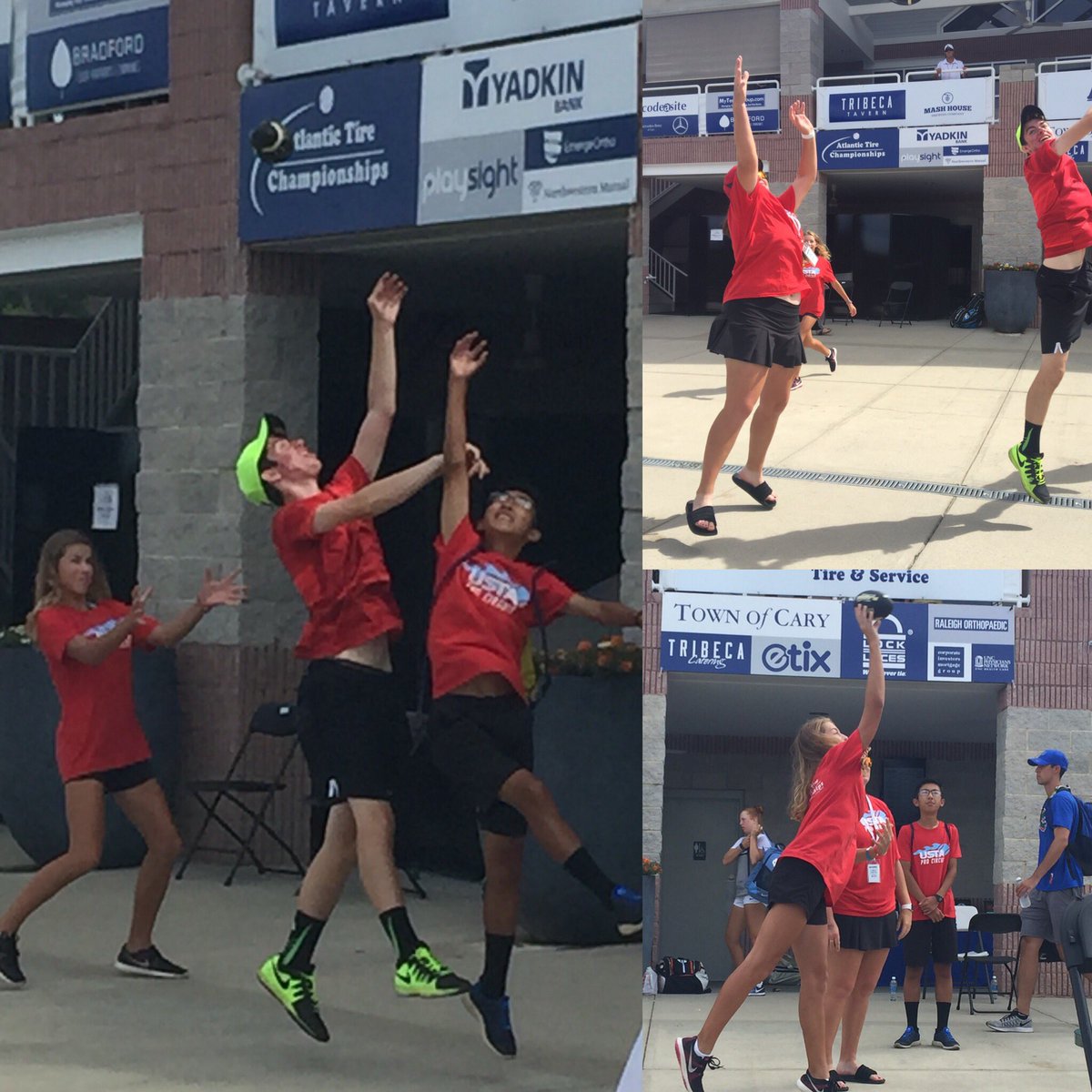 CaryTennClassic's tweet photo. Even ball kids need to warm up. #ATChamp2016 https://t.co/Qwl4yuKtNs
