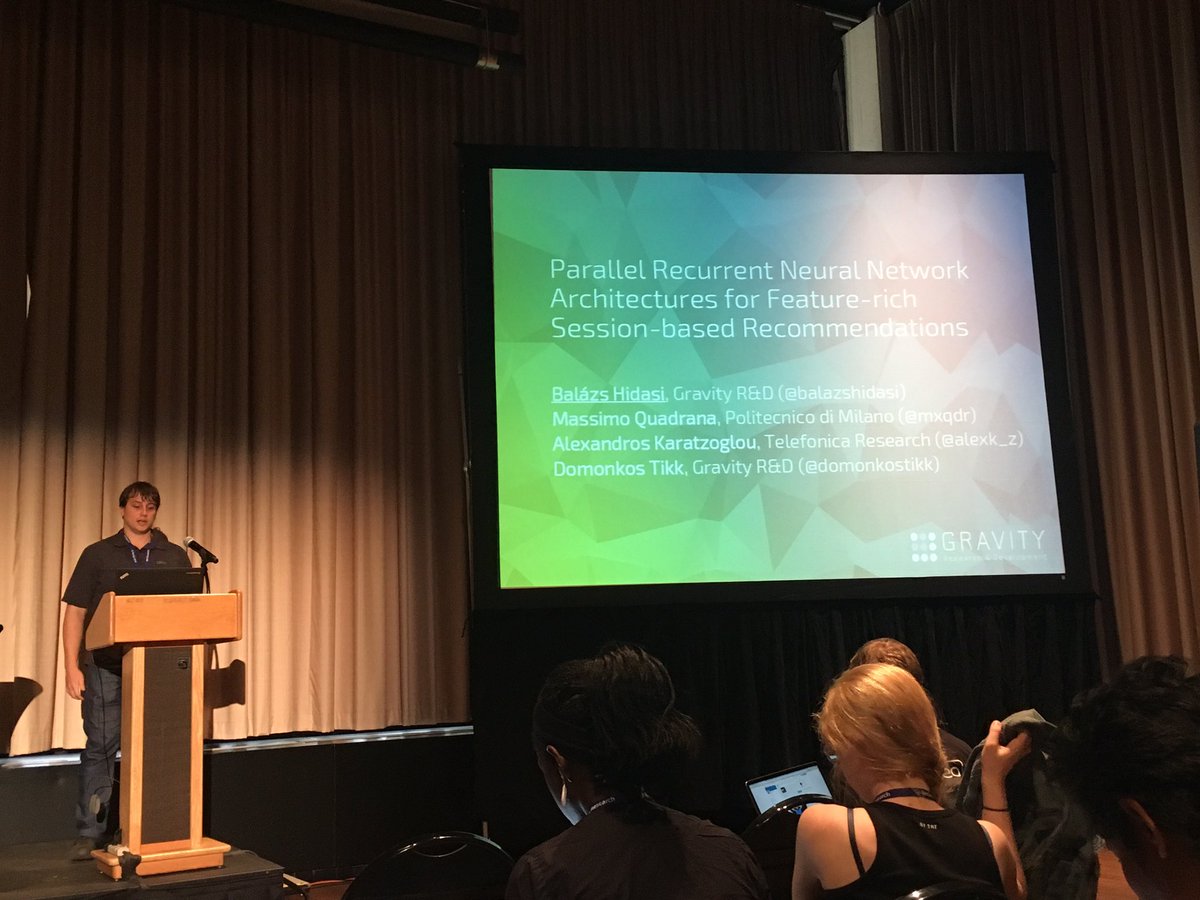 domonkostikk's tweet photo. #GRU4REC for session b #recommendation @balazshidasi @Gravityrd #iclr2016 #deeplearning #recsys2016 https://t.co/1dP2PNtMOd