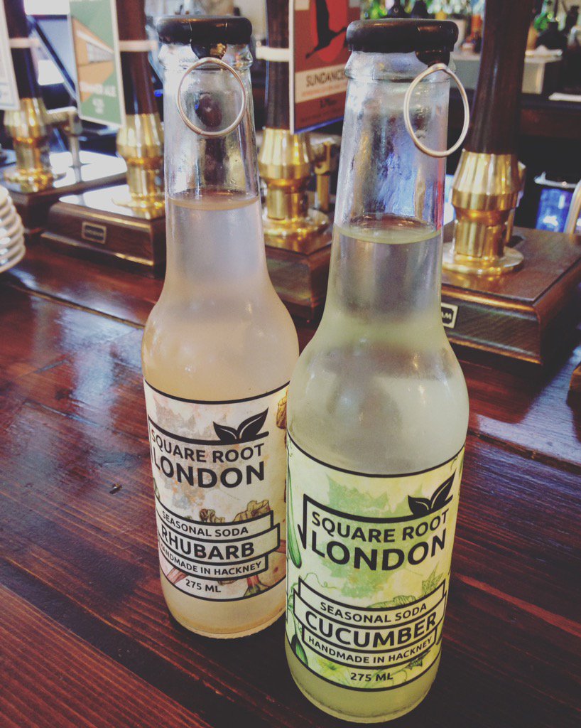 TBMPub's tweet photo. New @squarerootldn sodas on the bar ππ #tasty #deptford #thebrookmill #rhubarb #cucumber https://t.co/RhnaJ7F3Cx