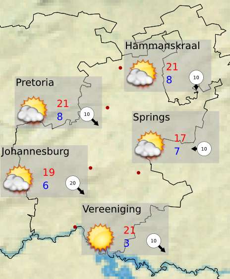 Gauteng Tomorrow 's Weather overview: 19.9.2016