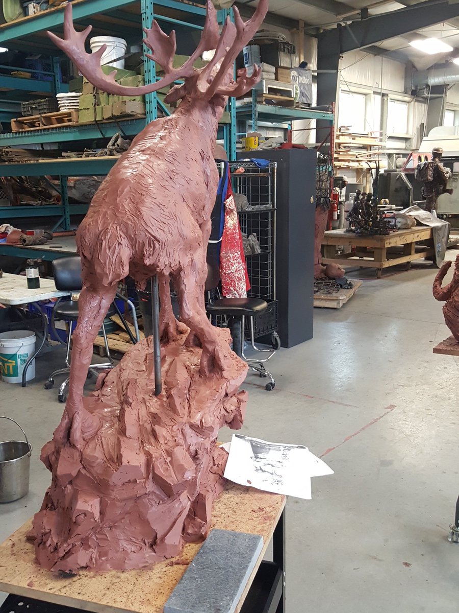 FineArtBronzeNL's tweet photo. New piece, work in progress @markcritch @DebbyLake @Honour100  #caribou #Newfoundland #sculpture #gallipoli https://t.co/D5hp3LKg4j