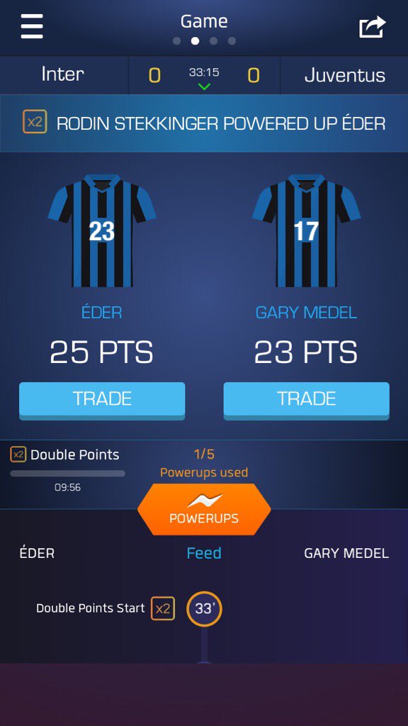 RodinStekkinger's tweet photo. Just used my Double Up on Éder on @ultimatefanlive for #Inter vs #Juve https://t.co/ckYtNjdVGA https://t.co/vUBulSVezm