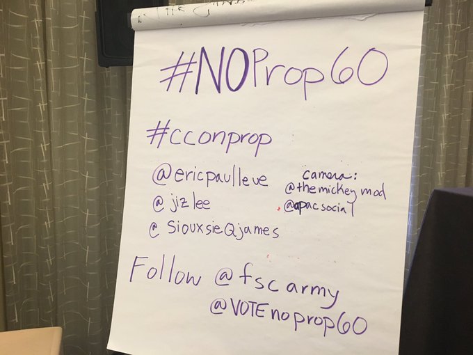 About to start #Prop60 panel! #cconprop #ccon #noprop60 https://t.co/EquhAHO6kK<a href="/tag/prop60"class="tags">#Prop60</a><a href="/tag/cconprop"class="tags">#cconprop</a><a href="/tag/ccon"class="tags">#ccon</a><a href="/tag/noprop60"class="tags"><span>#noprop60</span></a>