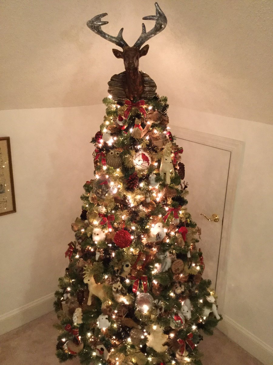 Camouflage Christmas tree almost finished with woodland critters on it - 20  more trees to go, image size:900x1200