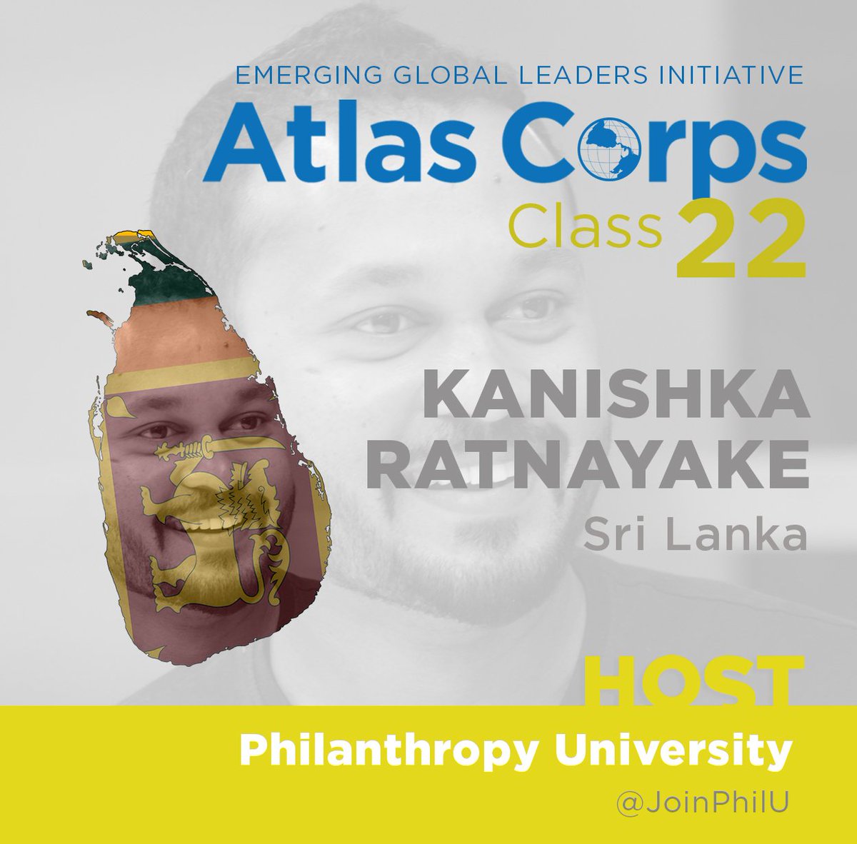 atlascorps's tweet photo. Kanishka Ratnayake is an @AtlasCorps #Class22Fellow from #SriLanka, serving at @JoinPhilU! https://t.co/x6XW4q9LHk https://t.co/jf0PWecBXT