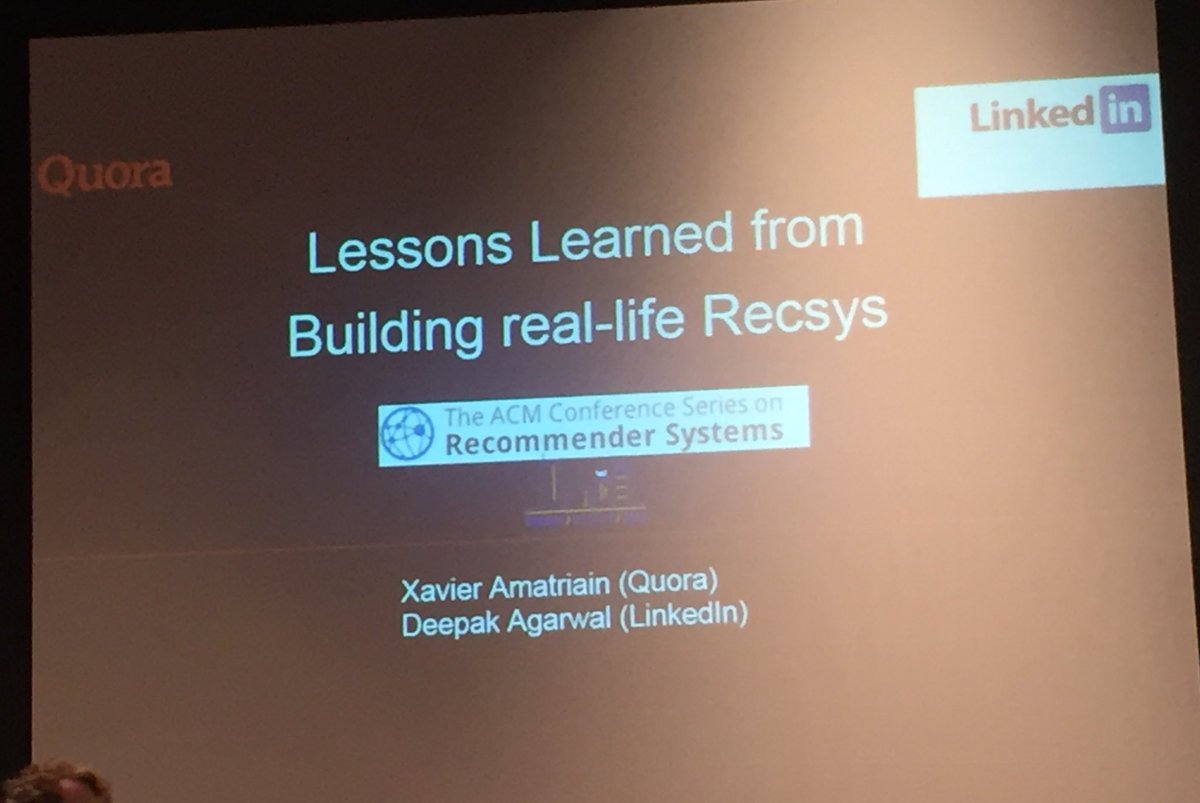 xiaoma's tweet image. Awesome talk by @xamat and Deepak Agarwal at #recsys2016