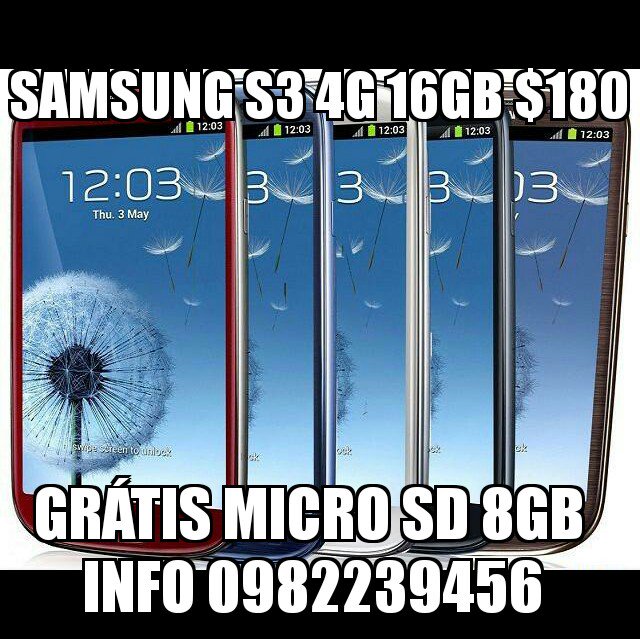MegatechEc's tweet photo. Samsung Galaxy S3 4G 16GB $180
Micro SD 8GB de Obsequio por tu compra
Efectivo o tarjeta
Info 0982239456
@EcuProm https://t.co/29OoNq32WT