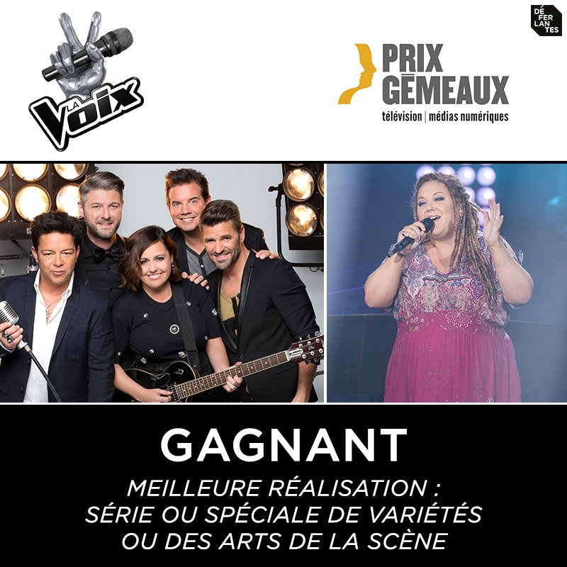 #LaVoixTVA remporte le #Gémeaux de la meilleure réalisation : série ou spéciale de variétés ou des arts de la scène!