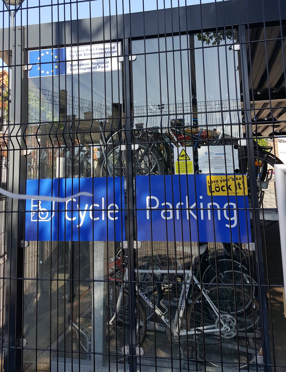 #bycycle #parking next to #Derby #train #station part-financed by #ERDF @RegioUK_Ireland