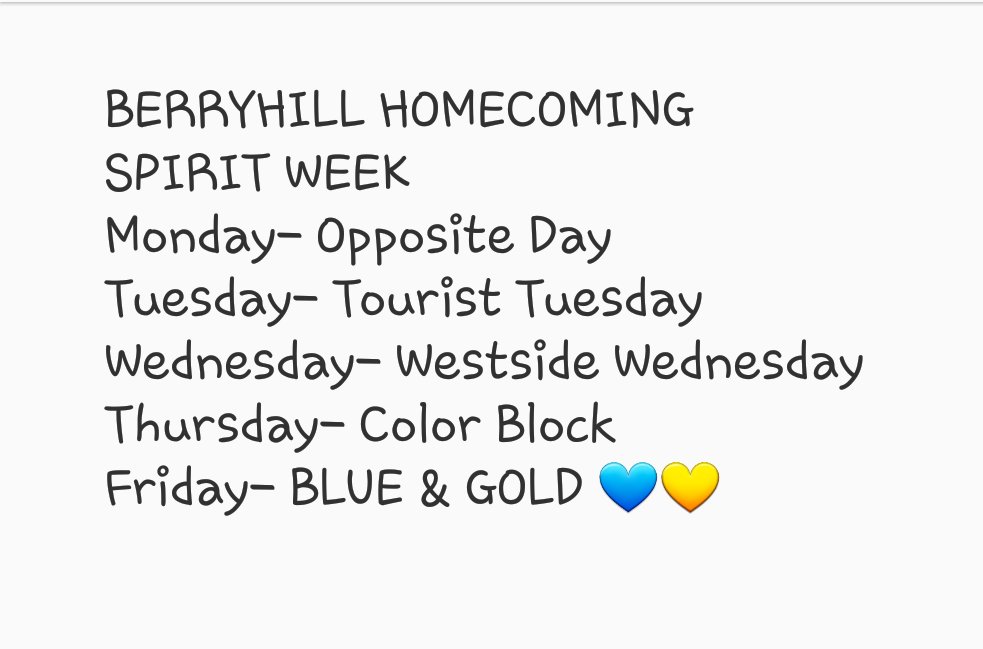 BHillStuSec17's tweet photo. This Week is HOMECOMING WEEK! Make sure to dress up! Theme for Friday's game is Blue and Gold! 💙💛  #3-0 https://t.co/EHdjHs8FaF