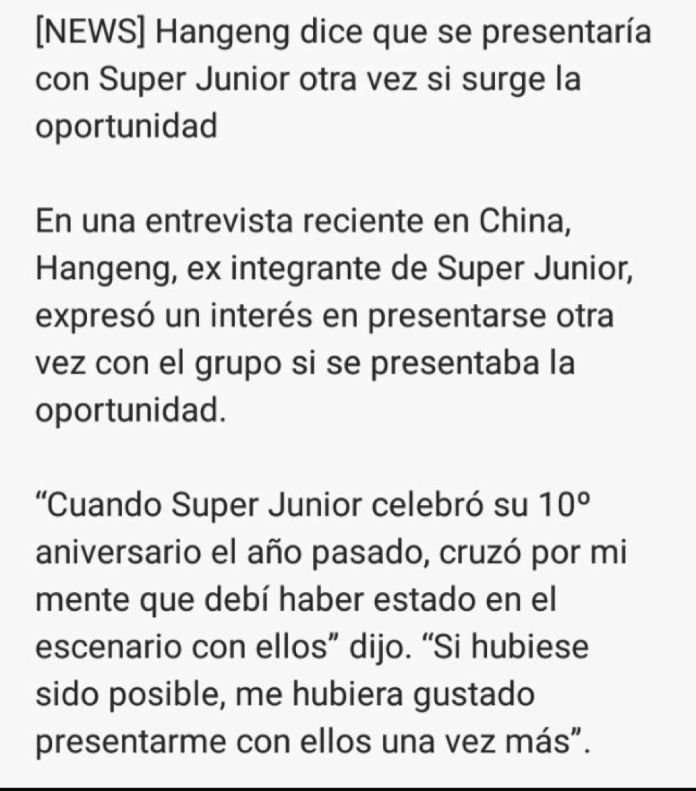 ELFSpain_Suju's tweet photo. Hangeng dijo que se presentaria con Super Junior otra vez si surge la oportunidad https://t.co/n02c3ABma4