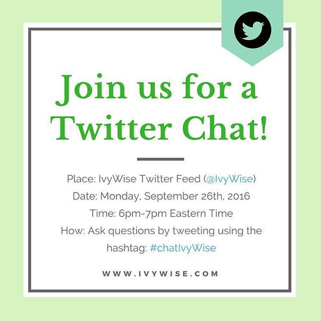 drkatcohen's tweet image. Join @IvyWise Twitter chat Sept. 26 @ 6pm ET to chat with an expert counselor about #earlyapps! #ChatIvyWise