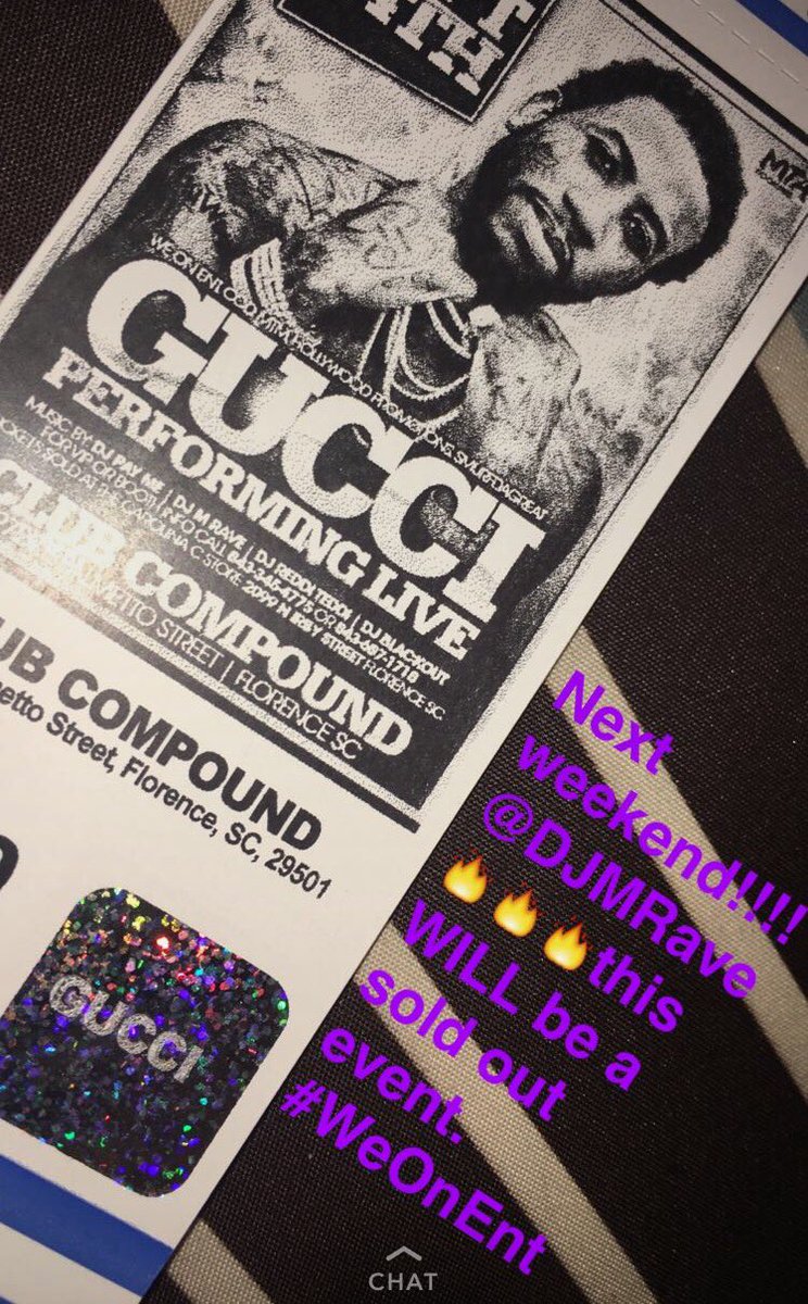 DJMRave's tweet photo. SOUTH CAROLINA! Do YOU Have Your Gucci Mane Ticket? Ticket Locations Listed Below. 💪🏾 https://t.co/EgainJM9jk