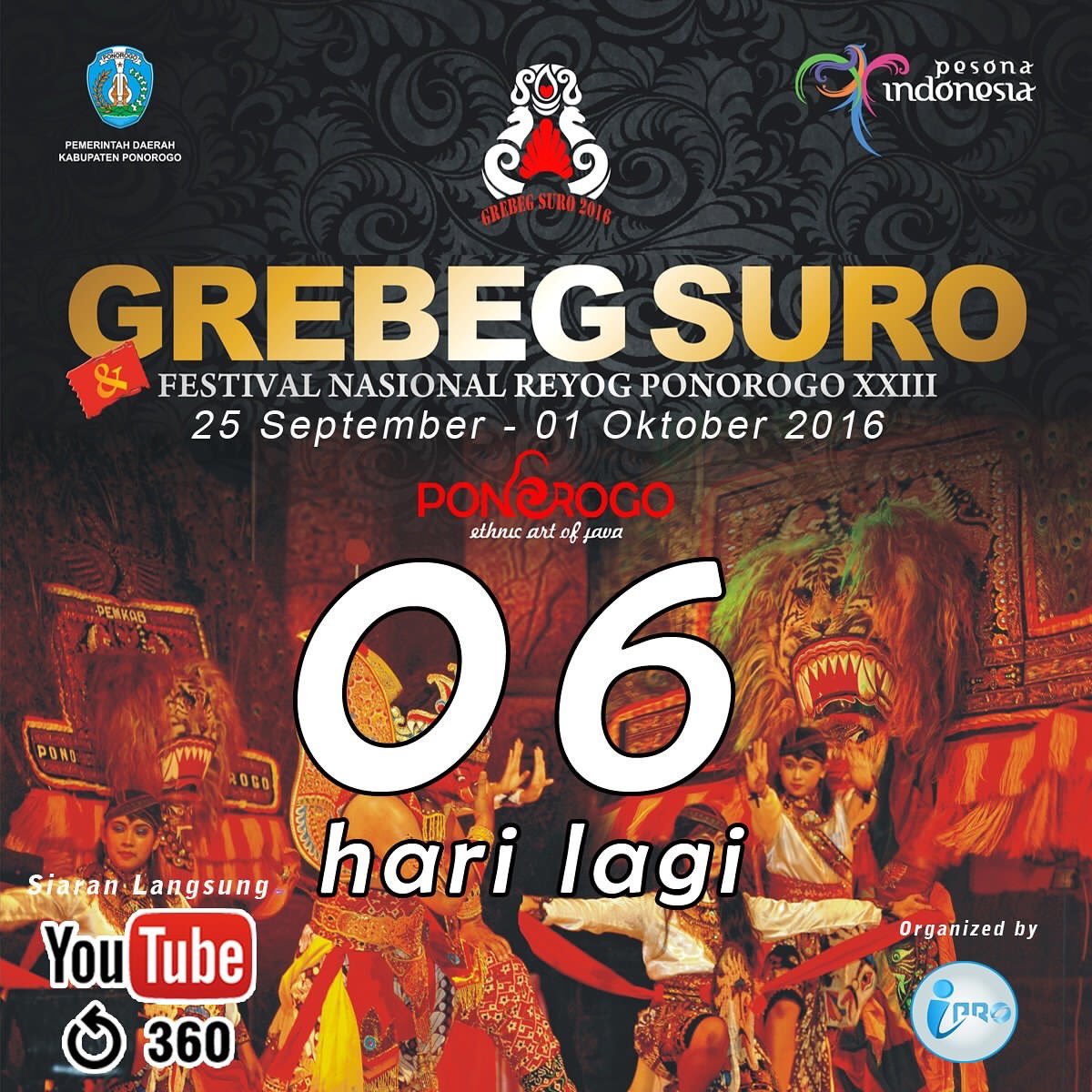 6 hari lagi #Ponorogo bakalan rame dengan berbagai acara menarik. Ayok NONTON!! #PonorogoDuweGawe #GrebegSuro2016