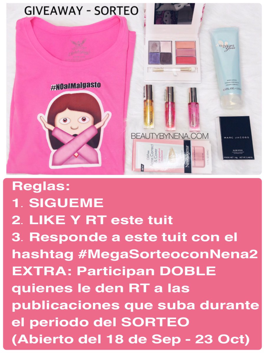 BeautybyNena's tweet photo. Reglas:
1. SIGUEME
2. LIKE Y RT este tuit
3. Responde a este tuit con el hashtag #MegaSorteoconNena2 https://t.co/hTyG1u1tKa
