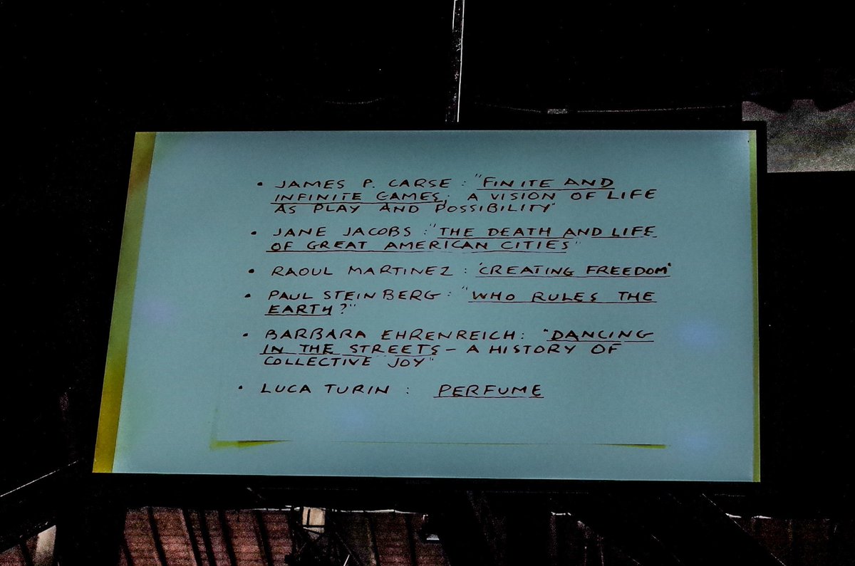 project5am's tweet photo. Brian Eno's booklist recommendations #Futurefest2016 https://t.co/MAcHtEwGJG