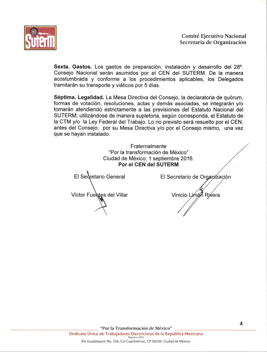SUTERM_NACIONAL's tweet photo. Convocatoria 28 Consejo Nacional Ordinario https://t.co/rYjdtpmUW2