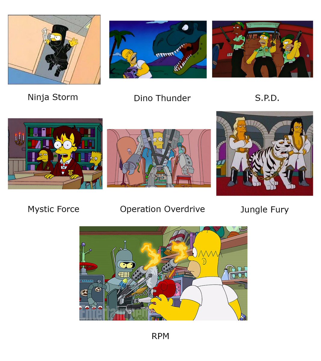 RareTypeDT's tweet image. @Disney-Era @PowerRangers, @TheSimpsons style. #ComparisonChart