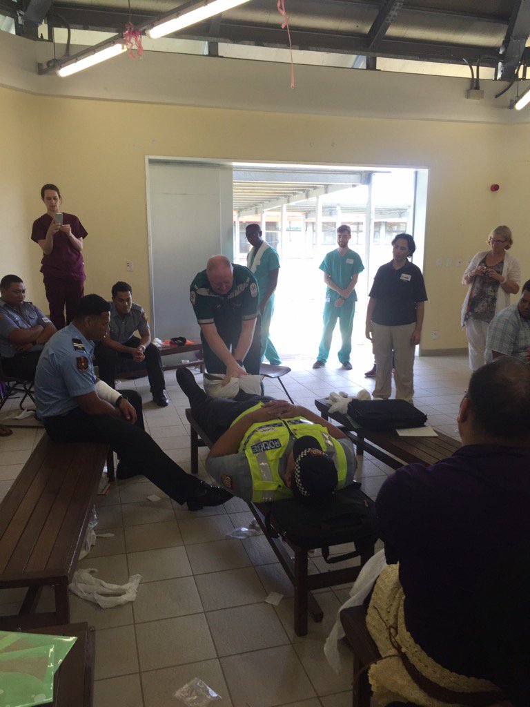 driscollkd1's tweet photo. Rob from SAAS teaching fire, police, ambulance, first response including resus in Tonga, helping to save lives... https://t.co/66nIyurIUH