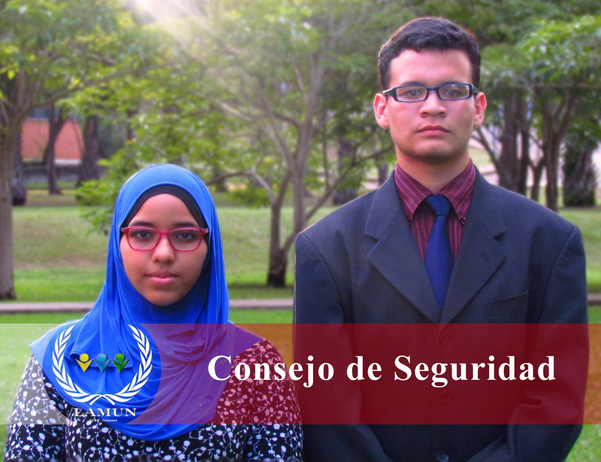 LAMUN_UCABG's tweet photo. Nuestra agencia en el Consejo de Seguridad conformada por Robnny Gutiérrez y Clareth Rojas #UCMUN #Valencia #Guayana https://t.co/l1Bs1GgLhm