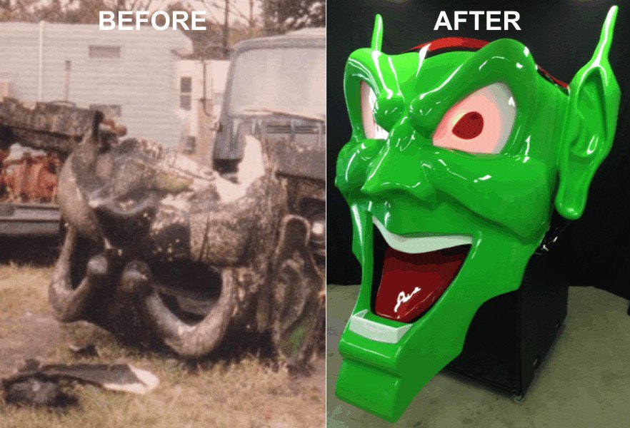GreenGoblinHead's tweet photo. #MaximumOverdrive fans - Own a piece of history - Dust from the #GreenGoblinHead restore @ https://t.co/7LUCcgfgS7 https://t.co/fmGU16Kn11
