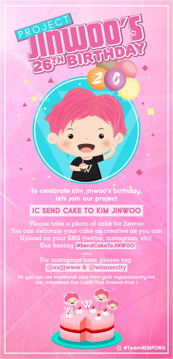 rempongcircle's tweet photo. D-7 Kim Jinwoo's Birthday!!! Yaaaaaayyy! Please join IC SEND CAKE TO JINWOO event 😉 By #teamREMPONG Loveya <3 https://t.co/Gfje3mkeGb
