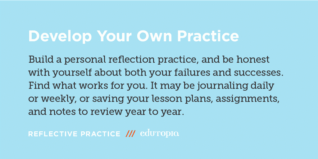 edutopia's tweet photo. Tips for using reflection as a tool for #assessment, empowerment, &amp; self-awareness: https://t.co/MObBp6ukJP. https://t.co/vsTM2xaJHt