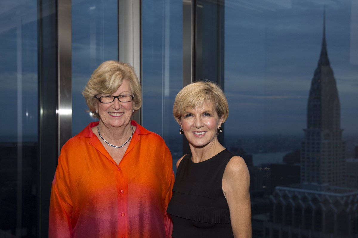 HonJulieBishop's tweet photo. Attended PM @TurnbullMalcolm address @_aaausa on bilateral trade, investment, innovation #UNGA https://t.co/2qtzRU25cJ