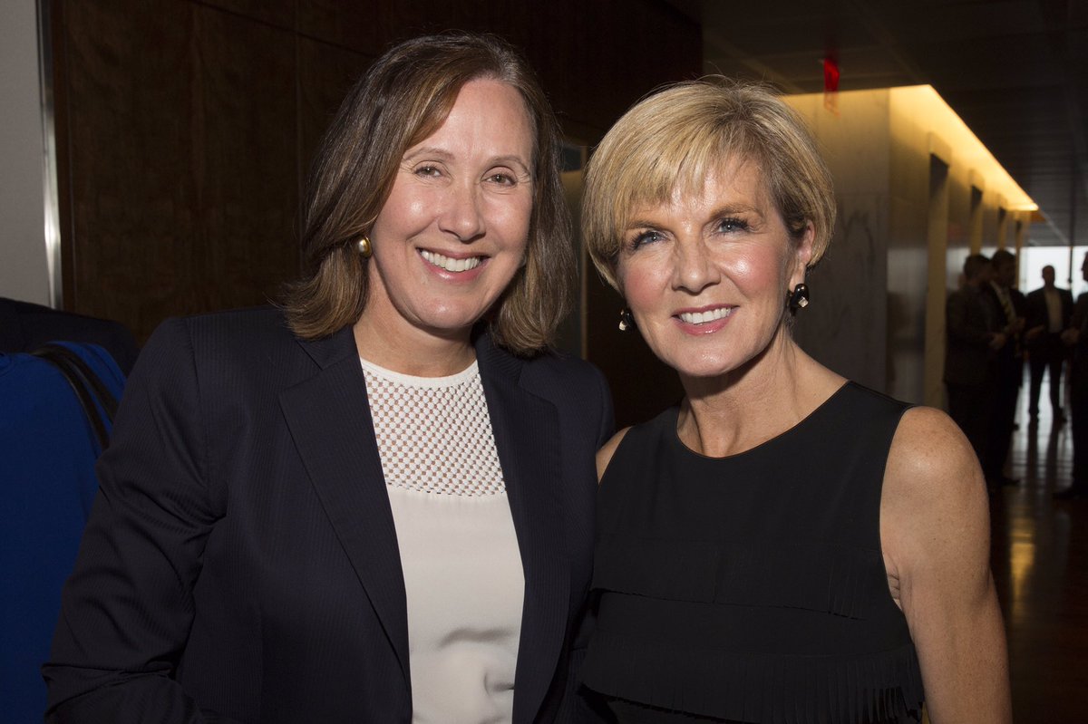 HonJulieBishop's tweet photo. Attended PM @TurnbullMalcolm address @_aaausa on bilateral trade, investment, innovation #UNGA https://t.co/2qtzRU25cJ