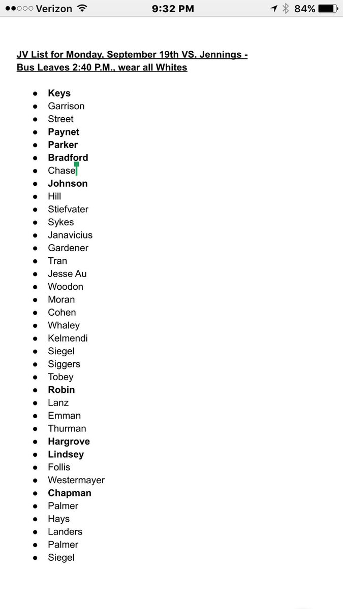 AFFTONFB's tweet image. List for JV Monday at Jennings #GetRespect