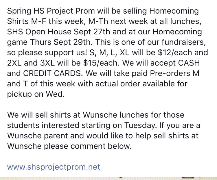 sheiladauth's tweet image. SHS HOMECOMING SHIRT SALE BEGINS THIS WEEK!!!! @stucolions @shsco2017_ @L0uis_THE_Li0n @SHS_Roar @springhigh2019