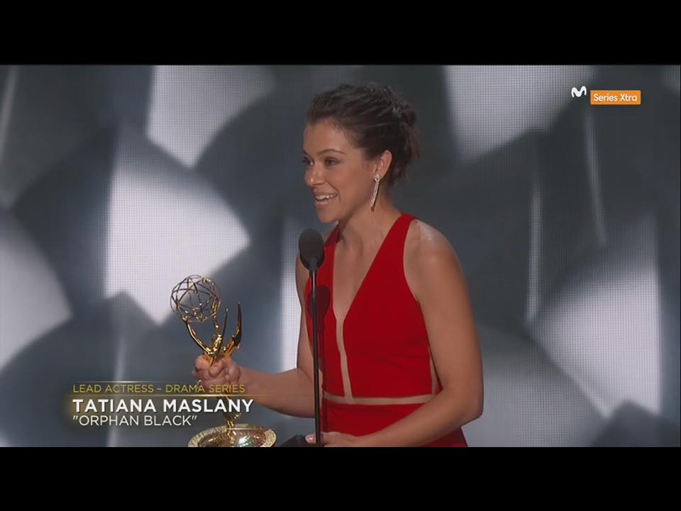 TalkTV247's tweet photo. @tatianamaslany Wins Best Actress in a Drama Series #Emmys Nominees @TherealTaraji @violadavis #ClaireDanes #RWright https://t.co/dudaUmgOr6
