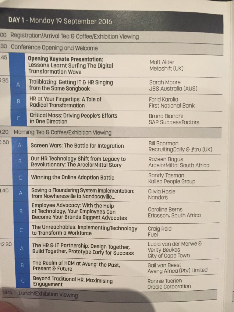danielrobus's tweet image. HR tech fest with #OracleSA - it&apos;s a packed day of learning. #liferocks starting the week networking