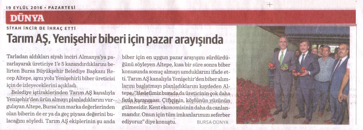 Nbe_Bursa's tweet photo. Tarım AŞ, Yenişehir biberi için pazar arayışında https://t.co/uhGNrUVnOj